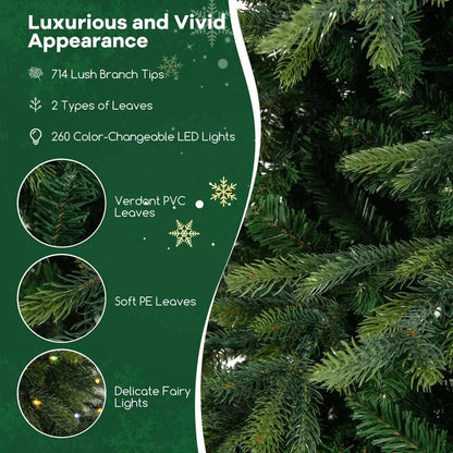 7.5 Feet Pre-Lit Artificial Christmas Tree with Warm White LED Lights Cartsfy Inc.
