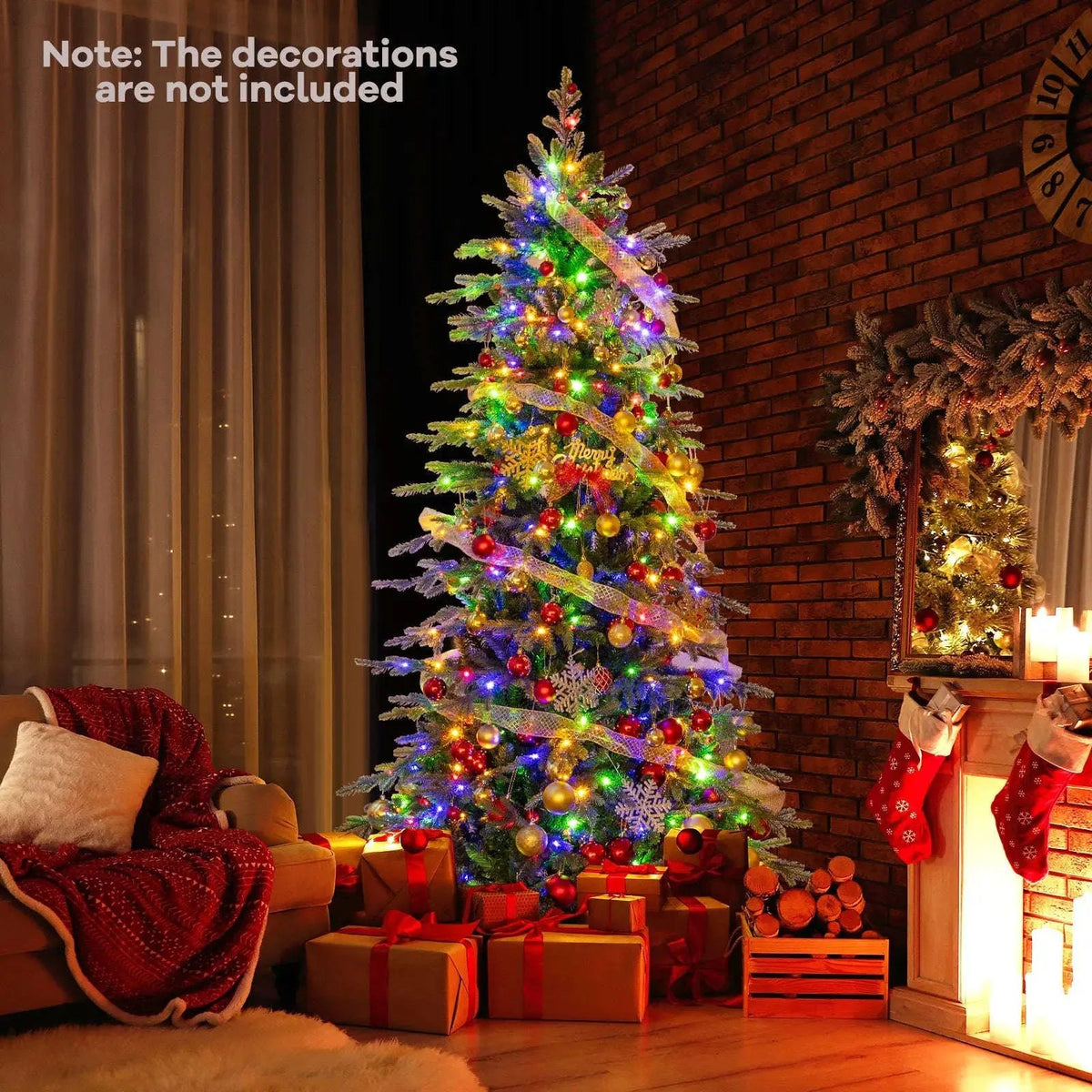 7.5 Feet Pre-Lit Artificial Christmas Tree with Warm White LED Lights Cartsfy Inc.