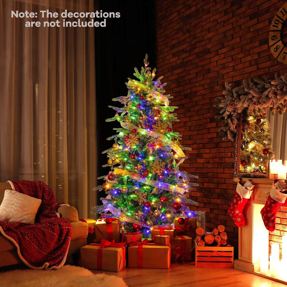 7.5 Feet Pre-Lit Artificial Christmas Tree with Warm White LED Lights Cartsfy Inc.