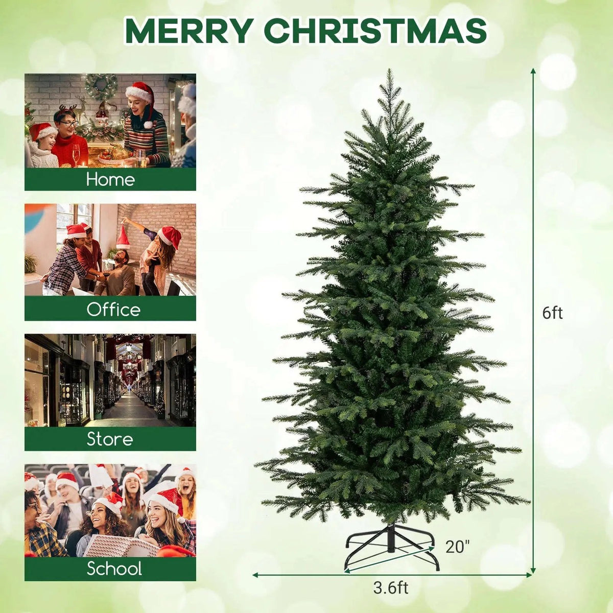 7.5 Feet Pre-Lit Artificial Christmas Tree with Warm White LED Lights Cartsfy Inc.