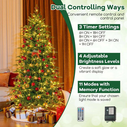 7.5 Feet Pre-Lit Artificial Christmas Tree with Warm White LED Lights Cartsfy Inc.