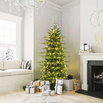 7.5 Feet Pre-Lit Artificial Christmas Tree with Warm White LED Lights Cartsfy Inc.