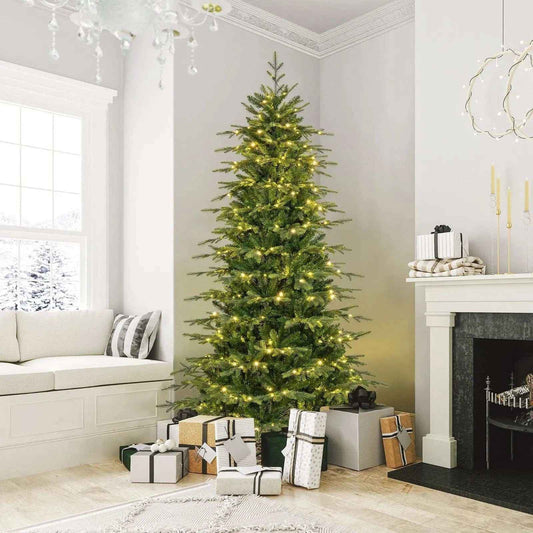 7.5 Feet Pre-Lit Artificial Christmas Tree with Warm White LED Lights