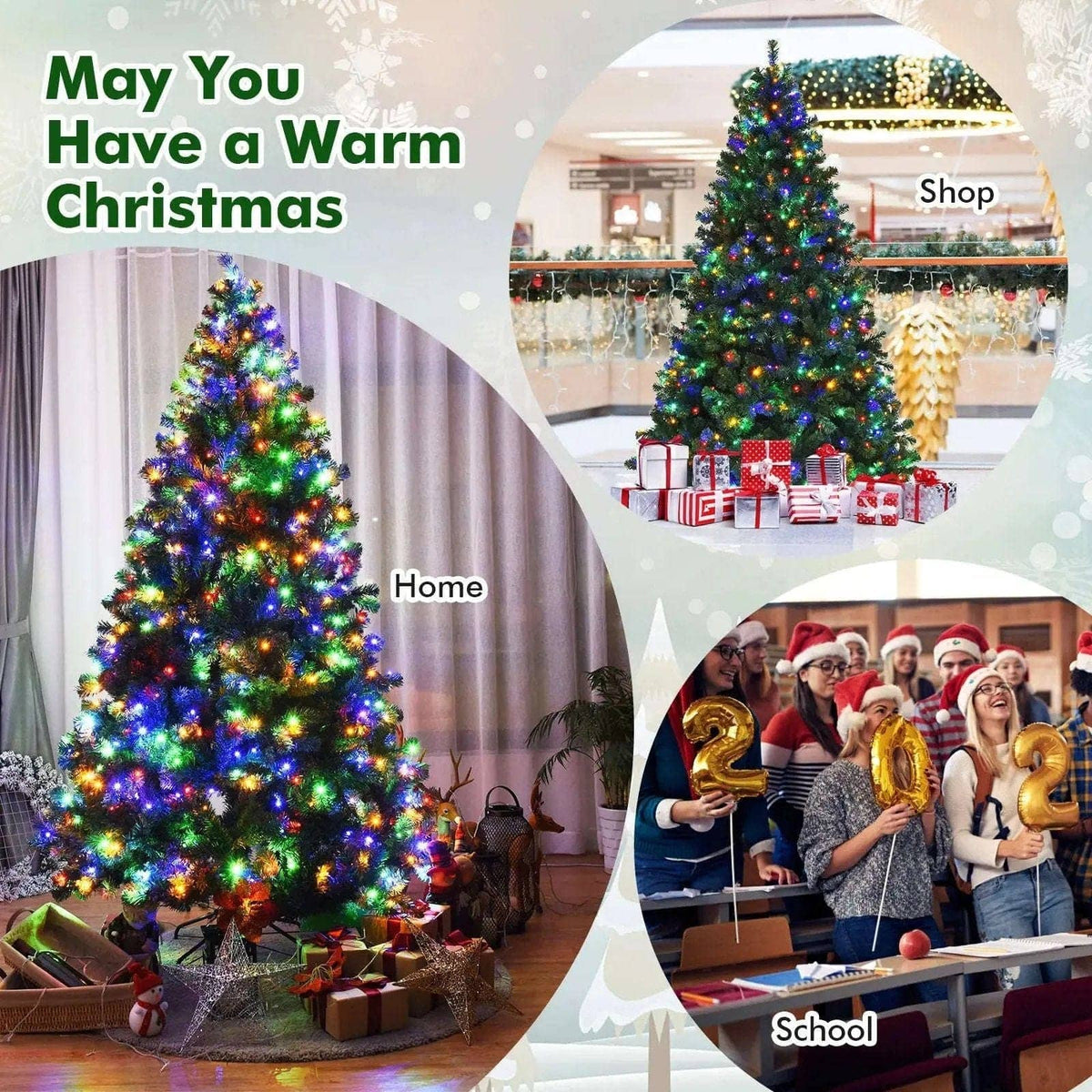7.5 Feet Pre-Lit Artificial Spruce Christmas Tree with 550 Multicolor Lights for Festival Cartsfy Inc.