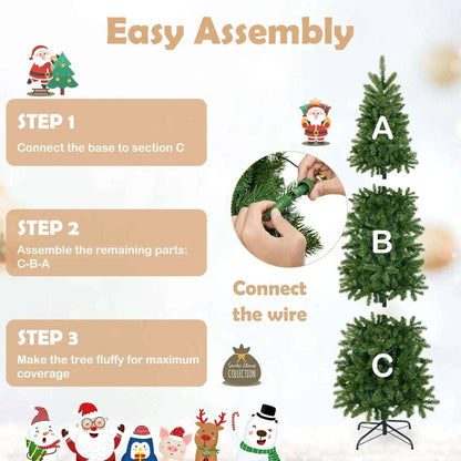 7.5 Feet Pre-lit Full Artificial Christmas Tree with Warm White and Multi-color LED Lights Cartsfy Inc.