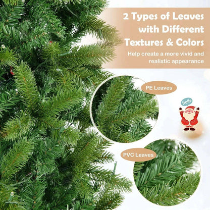 7.5 Feet Pre-lit Full Artificial Christmas Tree with Warm White and Multi-color LED Lights Cartsfy Inc.