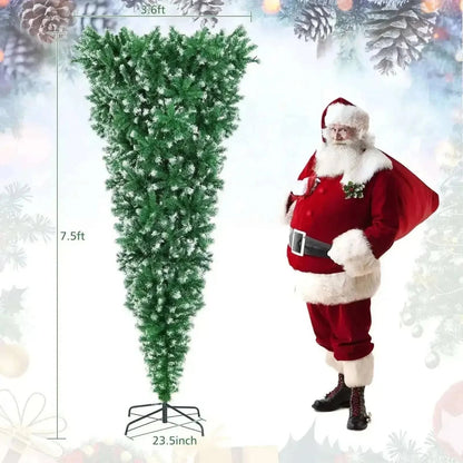 7.5 Feet Pre-Lit Snowy Upside Down Christmas Tree 1100 Tips Cartsfy Inc.