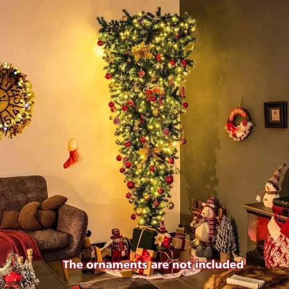 7.5 Feet Pre-Lit Snowy Upside Down Christmas Tree 1100 Tips Cartsfy Inc.