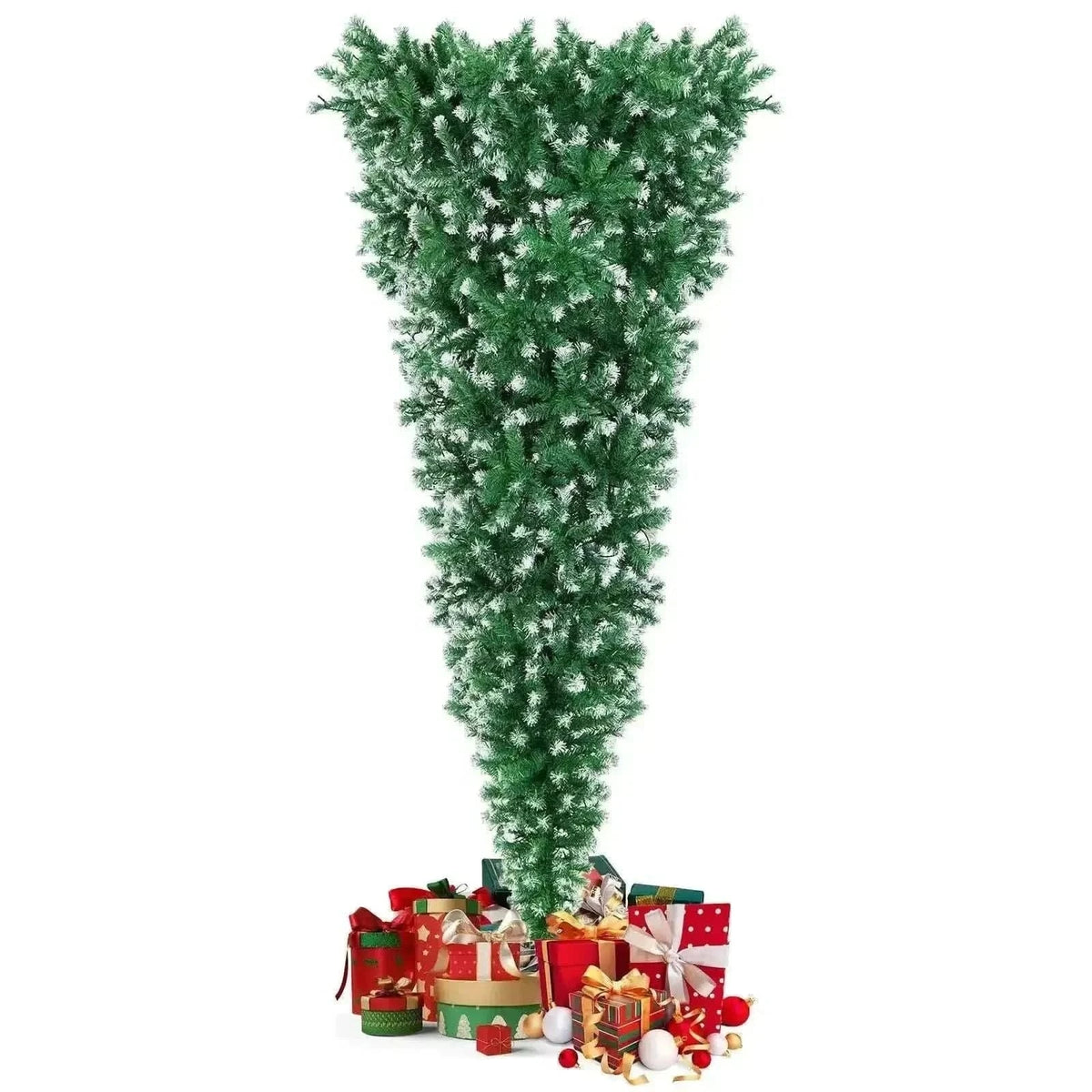 7.5 Feet Pre-Lit Snowy Upside Down Christmas Tree 1100 Tips Cartsfy Inc.