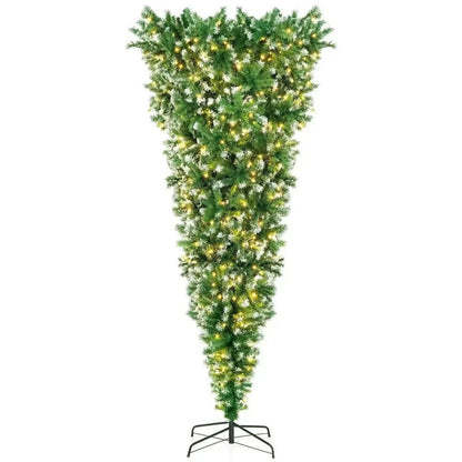 7.5 Feet Pre-Lit Snowy Upside Down Christmas Tree 1100 Tips Cartsfy Inc.