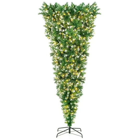 7.5 Feet Pre-Lit Snowy Upside Down Christmas Tree 1100 Tips Cartsfy Inc.