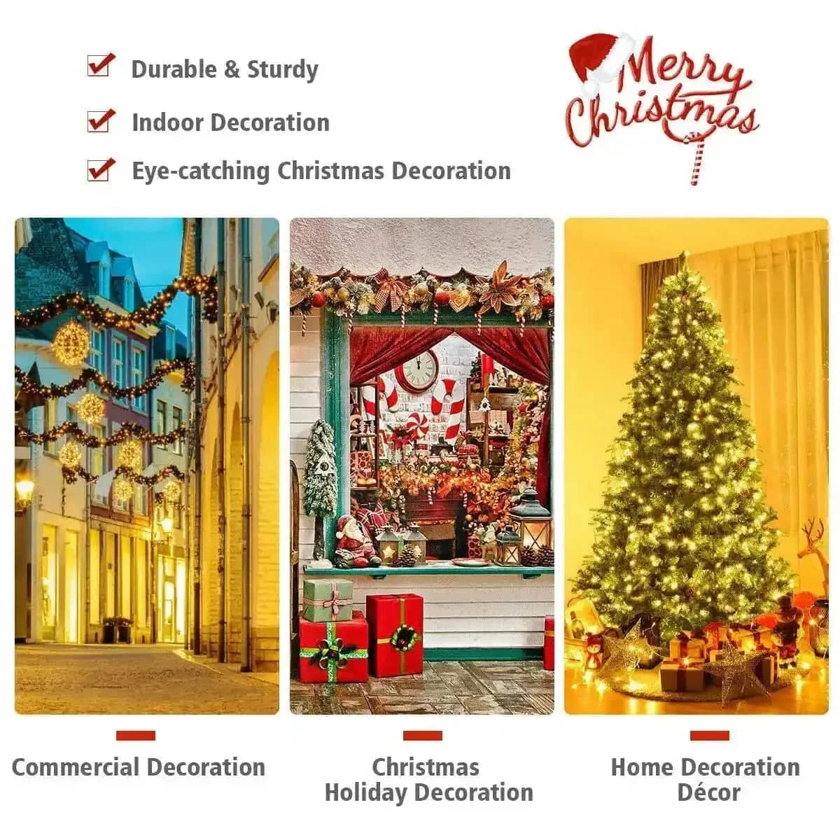 7.5 ft Artificial Christmas Tree with LED Lights and Pine Cones Cartsfy Inc.