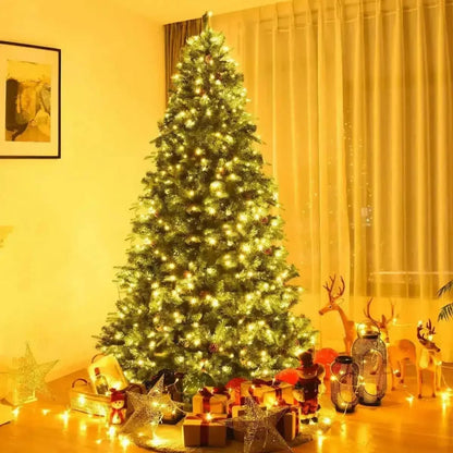 7.5 ft Artificial Christmas Tree with LED Lights and Pine Cones Cartsfy Inc.