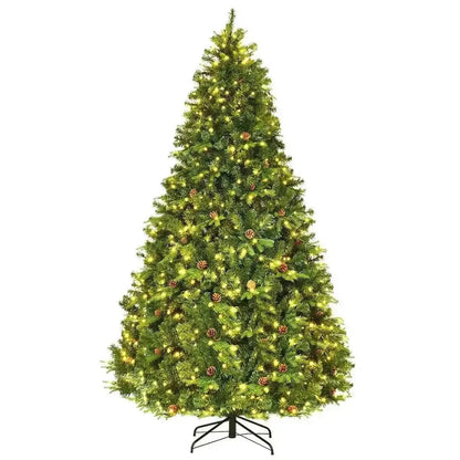 7.5 ft Artificial Christmas Tree with LED Lights and Pine Cones Cartsfy Inc.