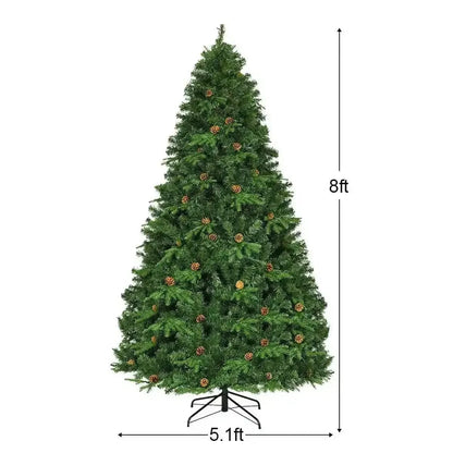 7.5 ft Artificial Christmas Tree with LED Lights and Pine Cones Cartsfy Inc.