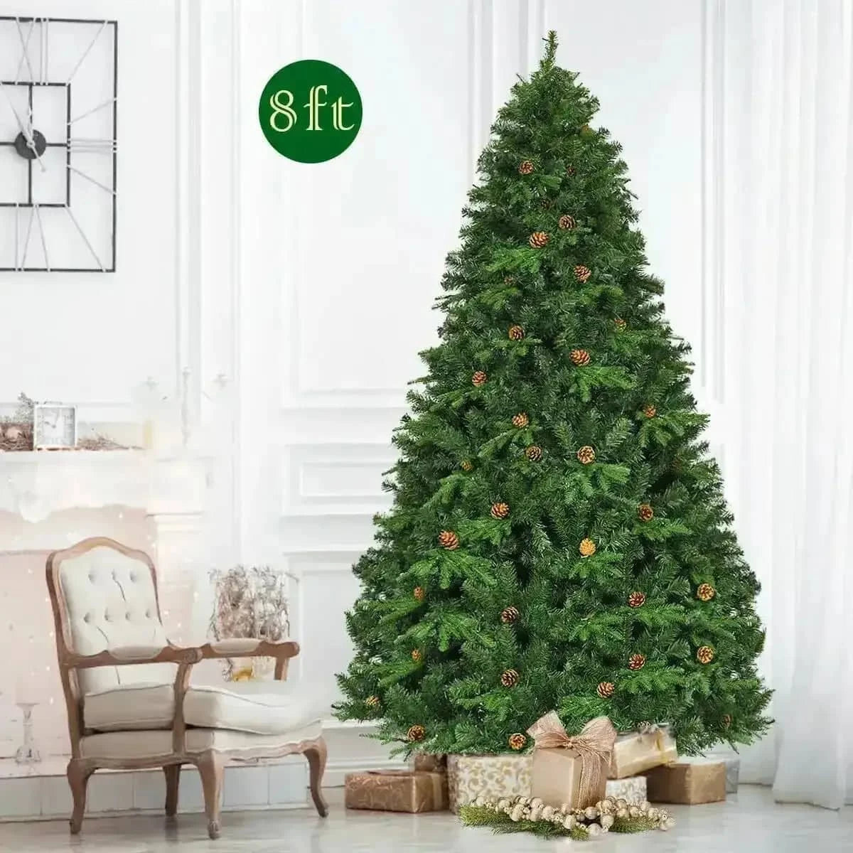 7.5 ft Artificial Christmas Tree with LED Lights and Pine Cones Cartsfy Inc.