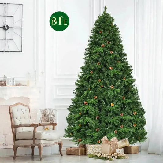 7.5 ft Artificial Christmas Tree with LED Lights and Pine Cones Cartsfy Inc.