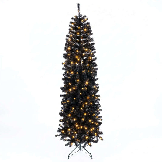7-8 FT Slim Black Pencil Christmas Tree with LED Lights Cartsfy Inc.
