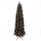 7-8 FT Slim Black Pencil Christmas Tree with LED Lights