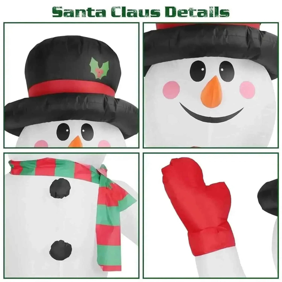 7.9ft Christmas Inflatable Giant Snowman Blow Up with LED Lights Hat Scarf