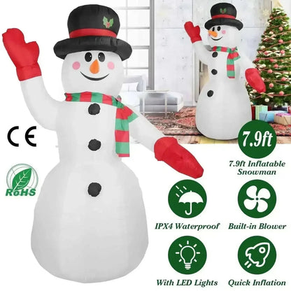 7.9ft Christmas Inflatable Giant Snowman Blow Up with LED Lights Hat Scarf Cartsfy Inc.