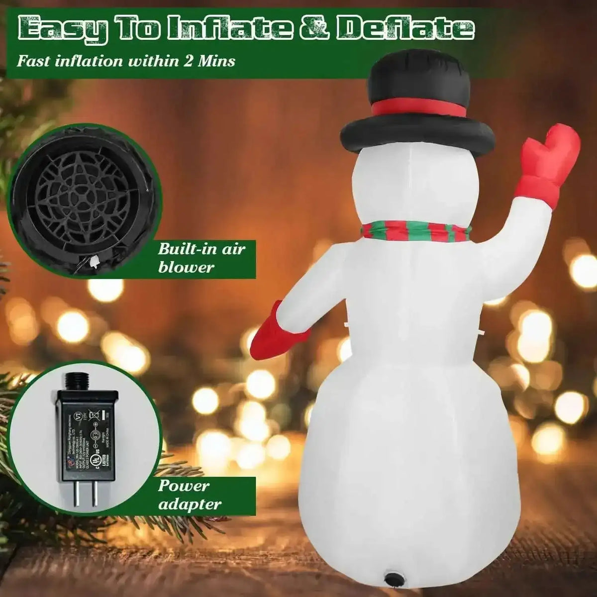 7.9ft Christmas Inflatable Giant Snowman Blow Up with LED Lights Hat Scarf Cartsfy Inc.