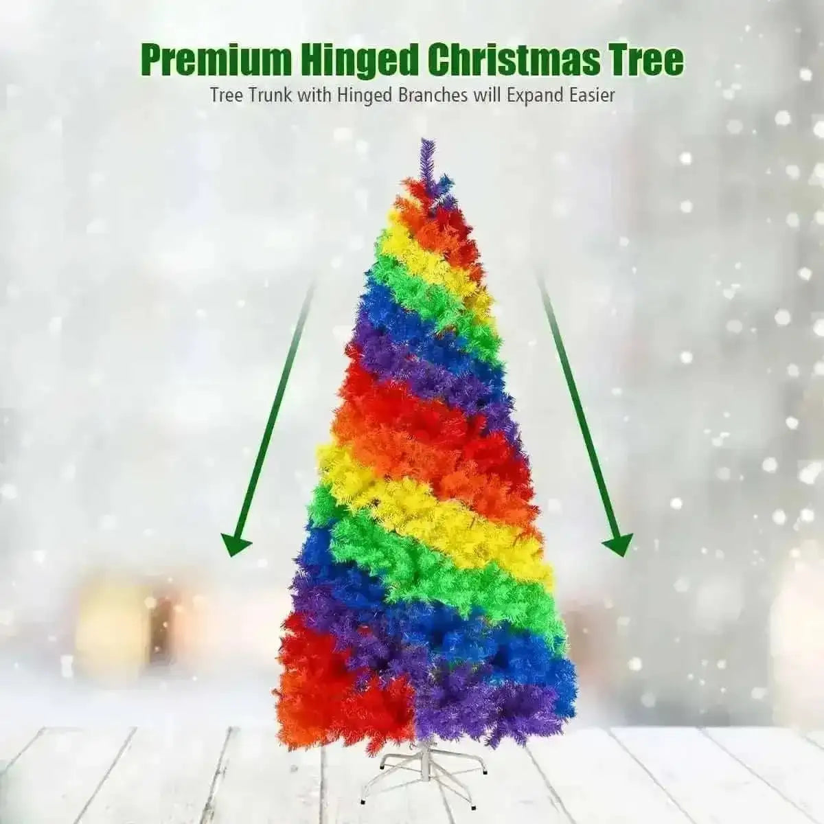 7 Feet Artificial Hinged Traditional Christmas Tree with Metal Stand Cartsfy Inc.