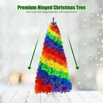 7 Feet Artificial Hinged Traditional Christmas Tree with Metal Stand Cartsfy Inc.