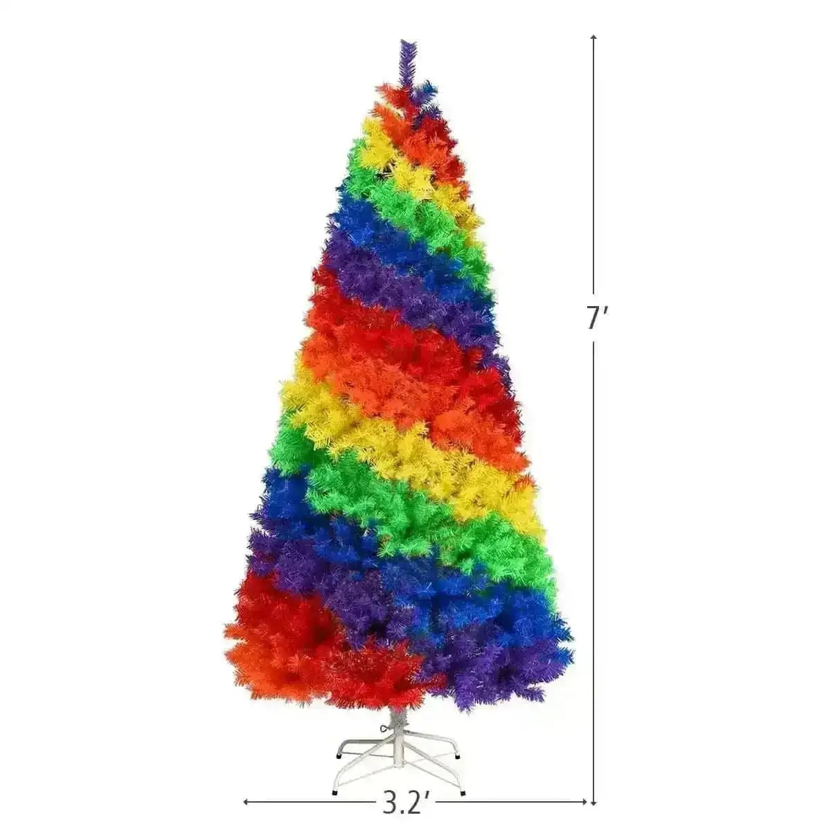 7 Feet Artificial Hinged Traditional Christmas Tree with Metal Stand Cartsfy Inc.