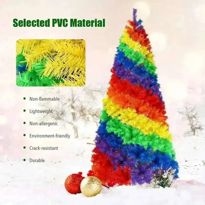 7 Feet Artificial Hinged Traditional Christmas Tree with Metal Stand Cartsfy Inc.