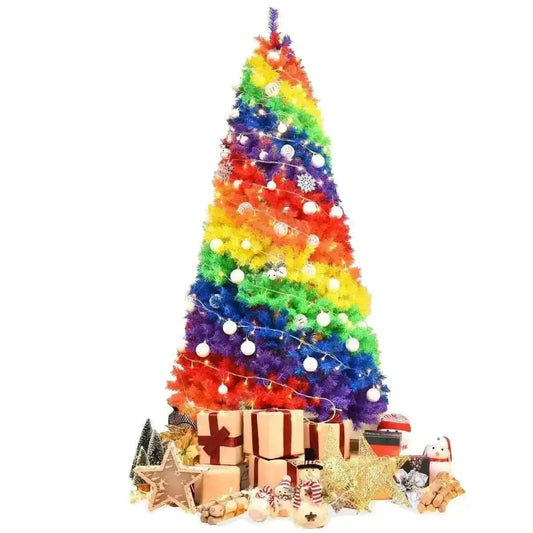 7 Feet Artificial Hinged Traditional Christmas Tree with Metal Stand Cartsfy Inc.