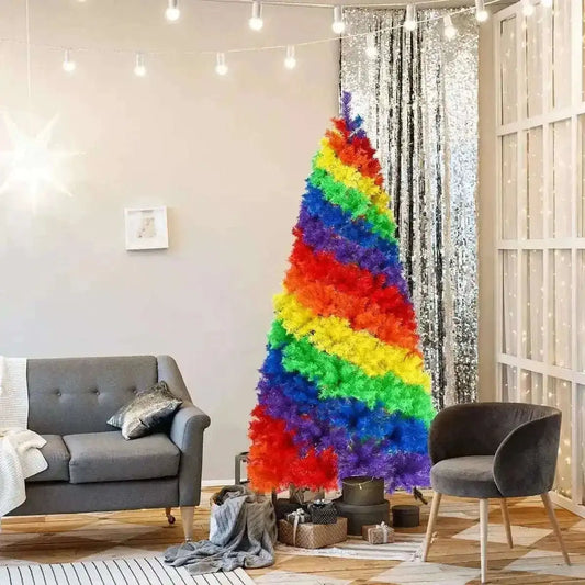 7 Feet Artificial Hinged Traditional Christmas Tree with Metal Stand Cartsfy Inc.