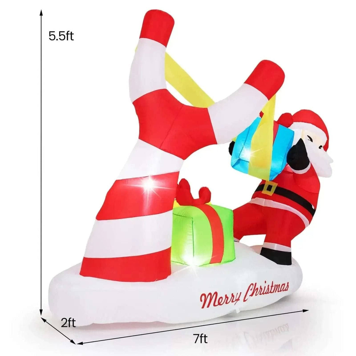 7 Feet Christmas Inflatables Santa with Slingshot and Built-in LED Lights Outdoor Decoration Cartsfy Inc.