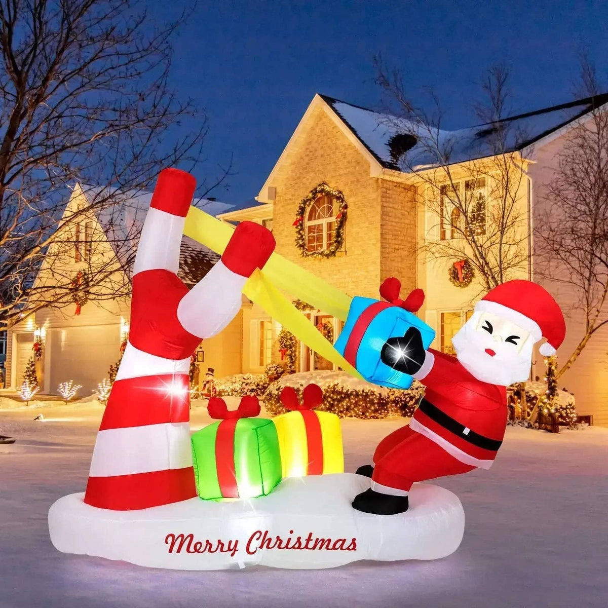 7 Feet Christmas Inflatable Santa with LED Lights Outdoor Decoration