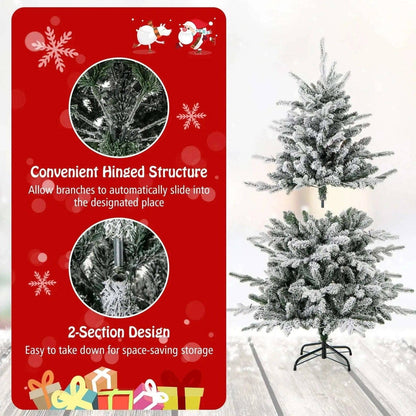 7 Feet Flocked Christmas Tree with 8 Lighting Modes and Multi-Color LED Lights Cartsfy Inc.