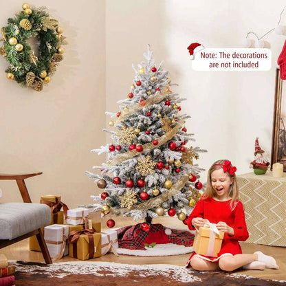 7 Feet Flocked Christmas Tree with 8 Lighting Modes and Multi-Color LED Lights Cartsfy Inc.