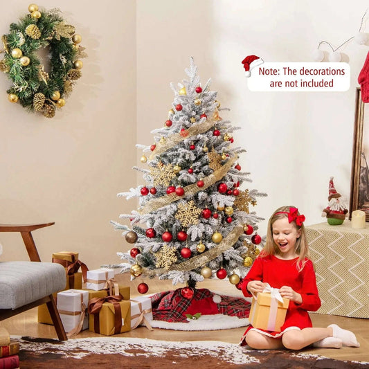 7 Feet Flocked Christmas Tree with 8 Lighting Modes and Multi-Color LED Lights Cartsfy Inc.