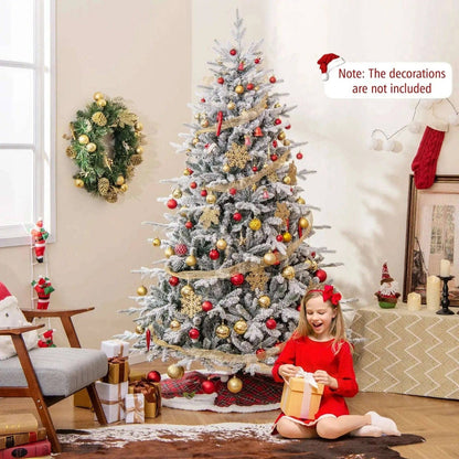 7 Feet Flocked Christmas Tree with 8 Lighting Modes and Multi-Color LED Lights Cartsfy Inc.