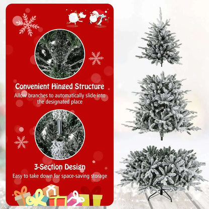 7 Feet Flocked Christmas Tree with 8 Lighting Modes and Multi-Color LED Lights Cartsfy Inc.