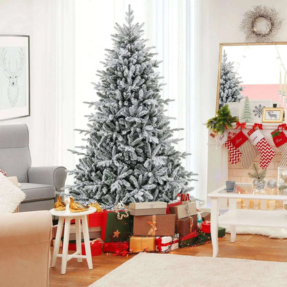 7 Feet Flocked Christmas Tree with 8 Lighting Modes and Multi-Color LED Lights Cartsfy Inc.