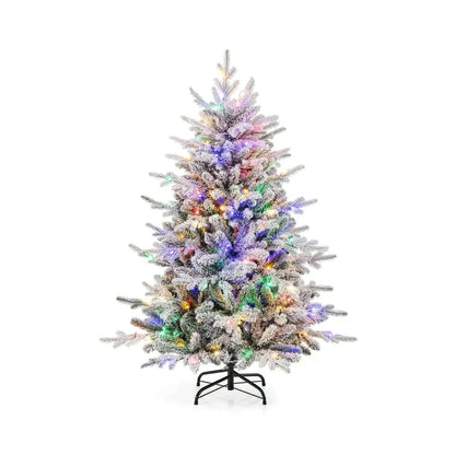 7 Feet Flocked Christmas Tree with 8 Lighting Modes and Multi-Color LED Lights Cartsfy Inc.