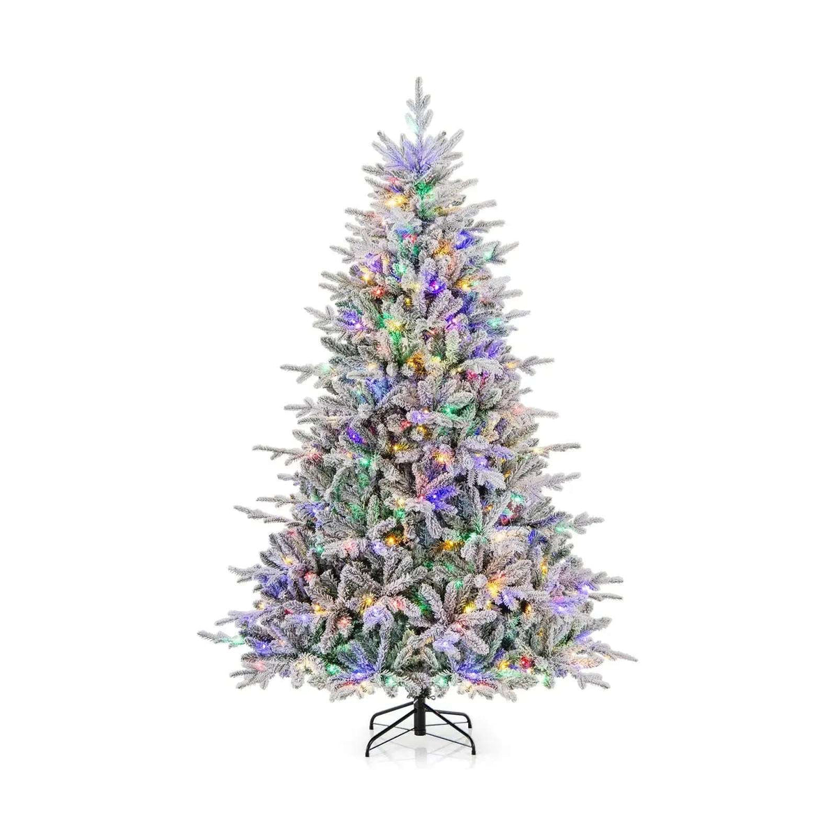 7 Feet Flocked Christmas Tree with 8 Lighting Modes and Multi-Color LED Lights Cartsfy Inc.