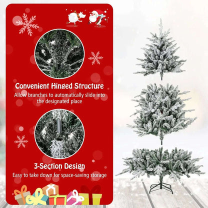 7 Feet Flocked Christmas Tree with 8 Lighting Modes and Multi-Color LED Lights Cartsfy Inc.