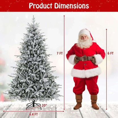 7 Feet Flocked Christmas Tree with 8 Lighting Modes and Multi-Color LED Lights Cartsfy Inc.