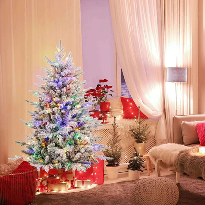 7 Feet Flocked Christmas Tree with 8 Lighting Modes and Multi-Color LED Lights Cartsfy Inc.