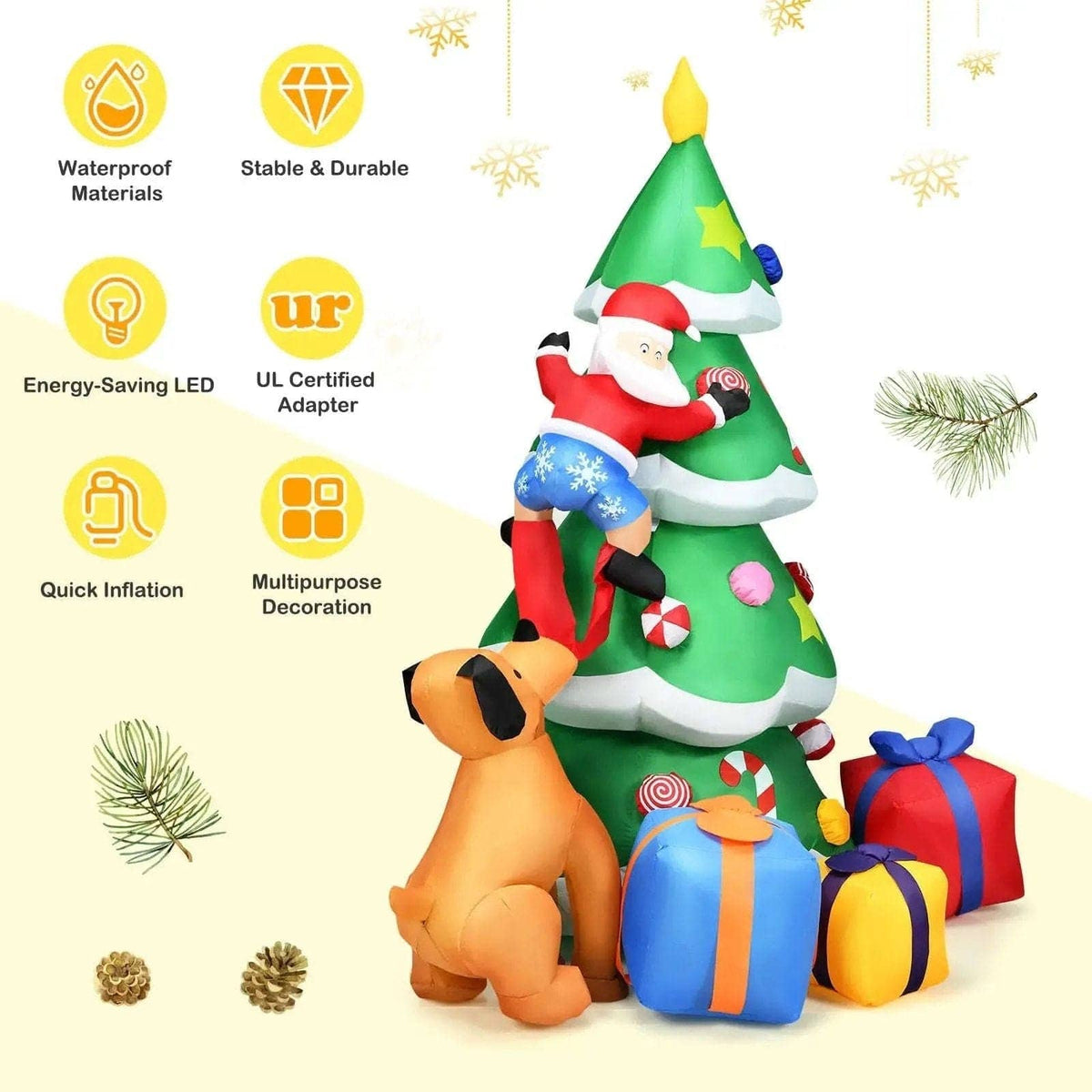 7 Feet Inflatable Christmas Tree Santa Decor with LED Lights Cartsfy Inc.