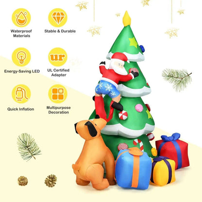 7 Feet Inflatable Christmas Tree Santa Decor with LED Lights Cartsfy Inc.