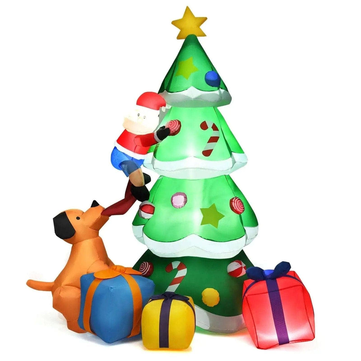 7 Feet Inflatable Christmas Tree Santa Decor with LED Lights Cartsfy Inc.