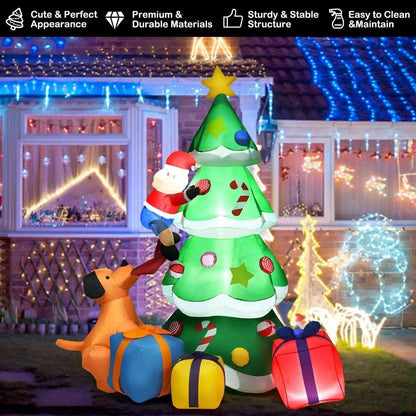 7 Feet Inflatable Christmas Tree Santa Decor with LED Lights Cartsfy Inc.