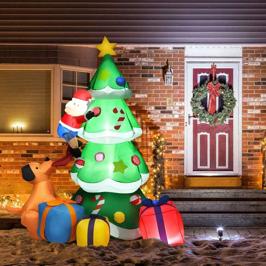 7 Feet Inflatable Christmas Tree Santa Decor with LED Lights Cartsfy Inc.